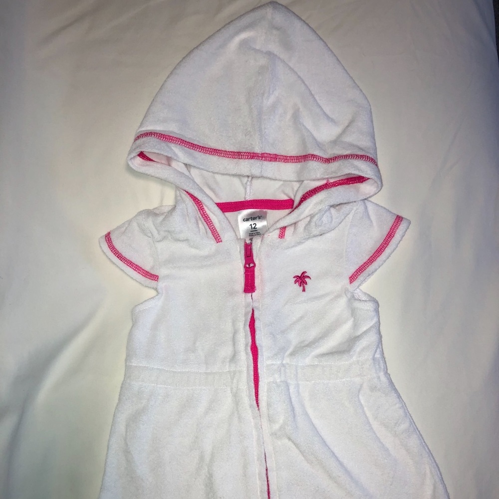Carter’s White Swimsuit Coverup w/ Hood 12M